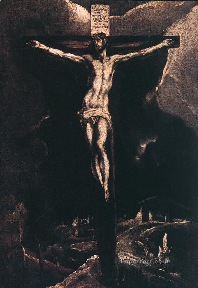 Christus am Kreuz 1585 Religiosen Spanisch El Greco Ölgemälde